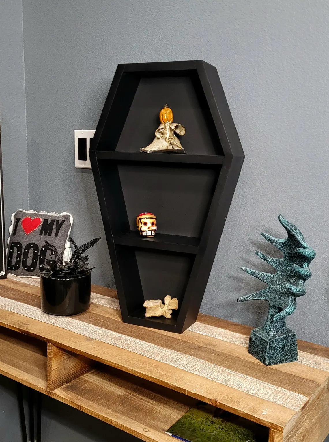 2 Foot Base Black Coffin Shelf